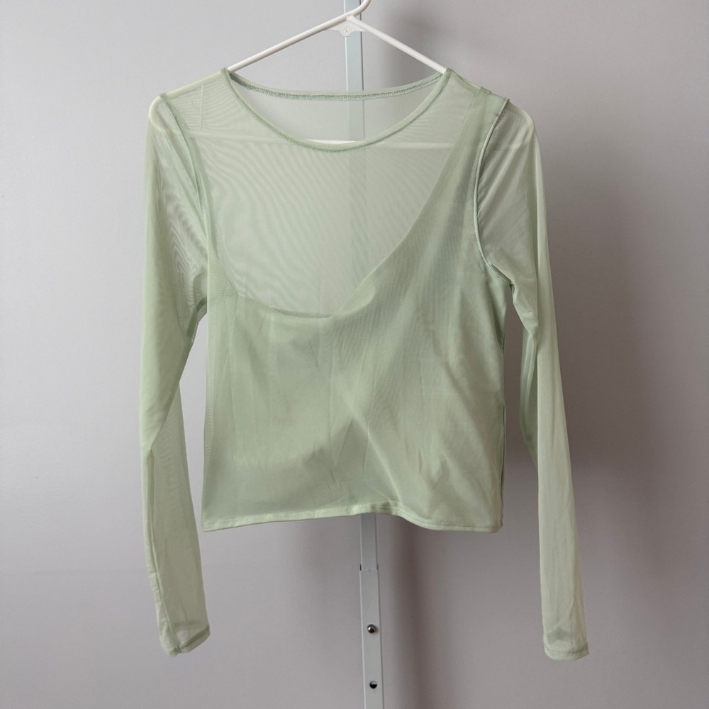 Y2K Abercrombie & Fitch M Mint Green Mesh Top‎ Rave Party Festival